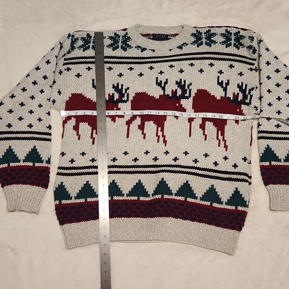 Vintage Holiday Christmas Reindeer Knit Sweater Old Glory Brand Men's Size Large